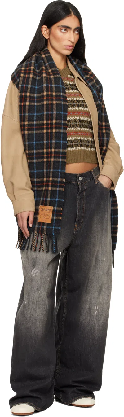 Ganni Off-white Sue Mule Heels In Animal Print