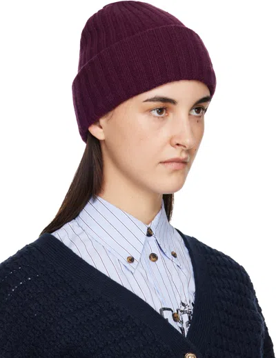 Ganni Burgundy Wool Knit Beanie In Burgundy