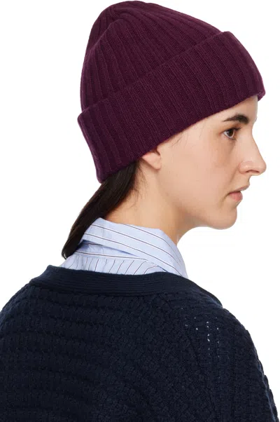 Ganni Burgundy Wool Knit Beanie In Burgundy