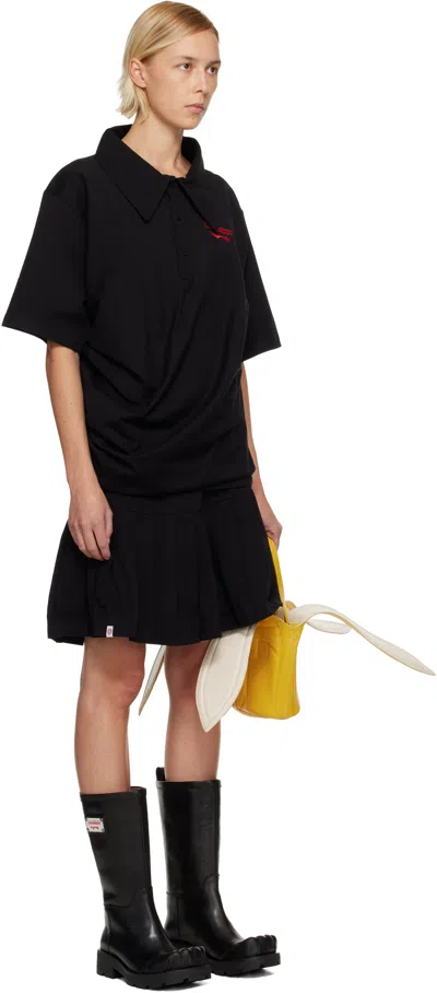 Charles Jeffrey Loverboy Black Topsy Turvy Jersey Minidress In Black