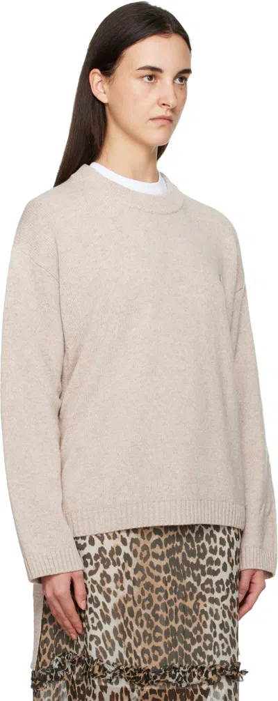 Ganni Beige Wool Mix Jumper Sweater In Neutral