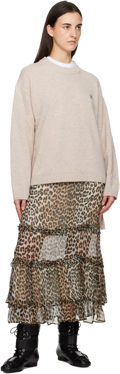 Ganni Beige Wool Mix Jumper Sweater In Neutral