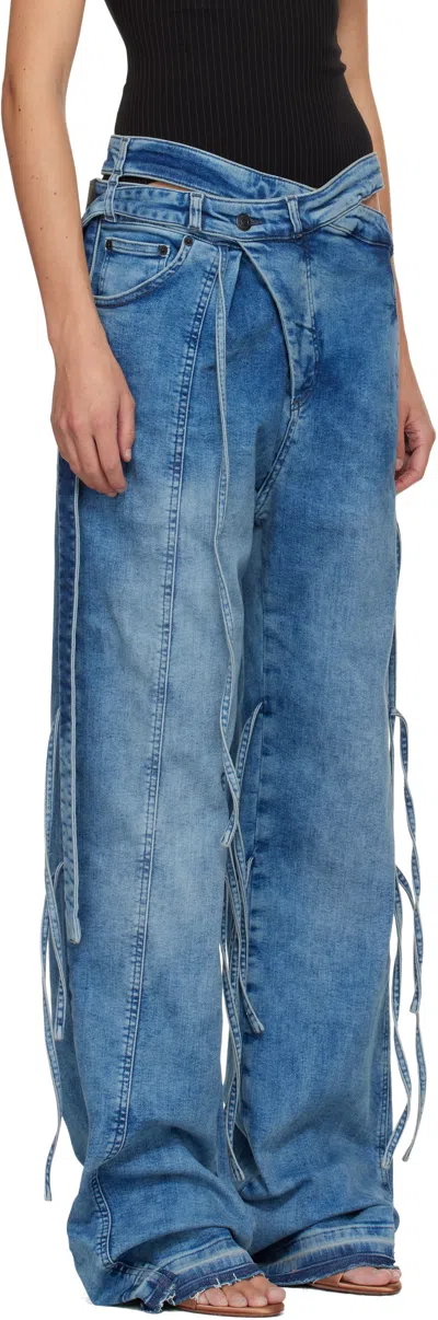 Ottolinger Strappy Signature Wrap Jeans In Blue
