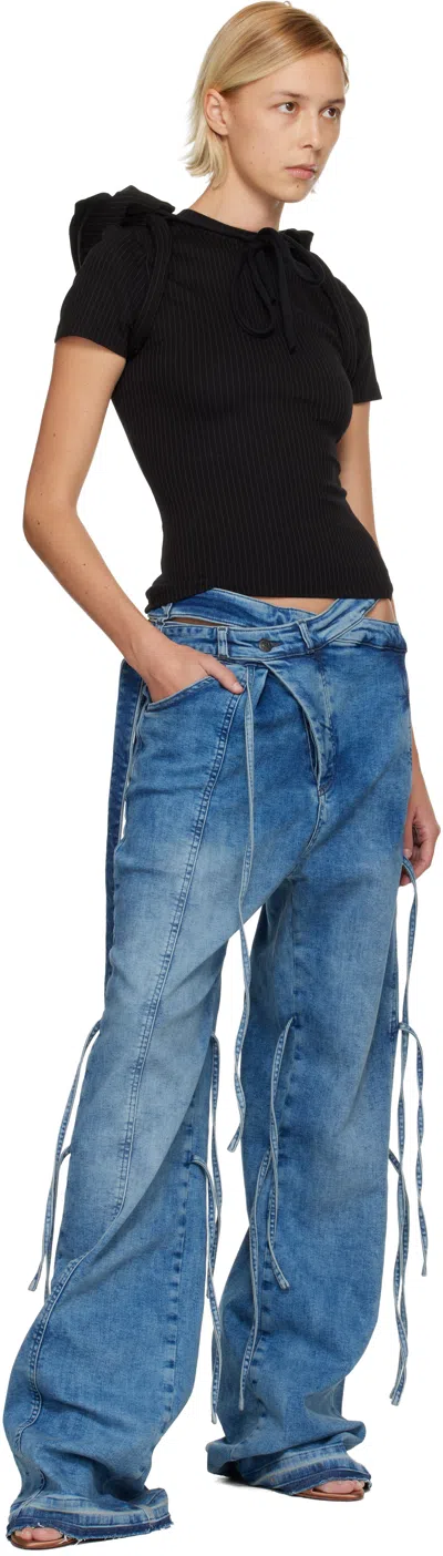 Ottolinger Strappy Signature Wrap Jeans In Blue