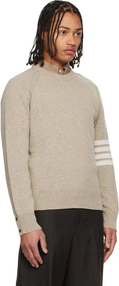 Thom Browne Beige Shetland Wool 4-bar Relaxed Fit Sweater In Multi