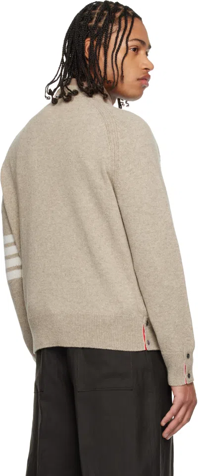 Thom Browne Beige Shetland Wool 4-bar Relaxed Fit Sweater In Multi
