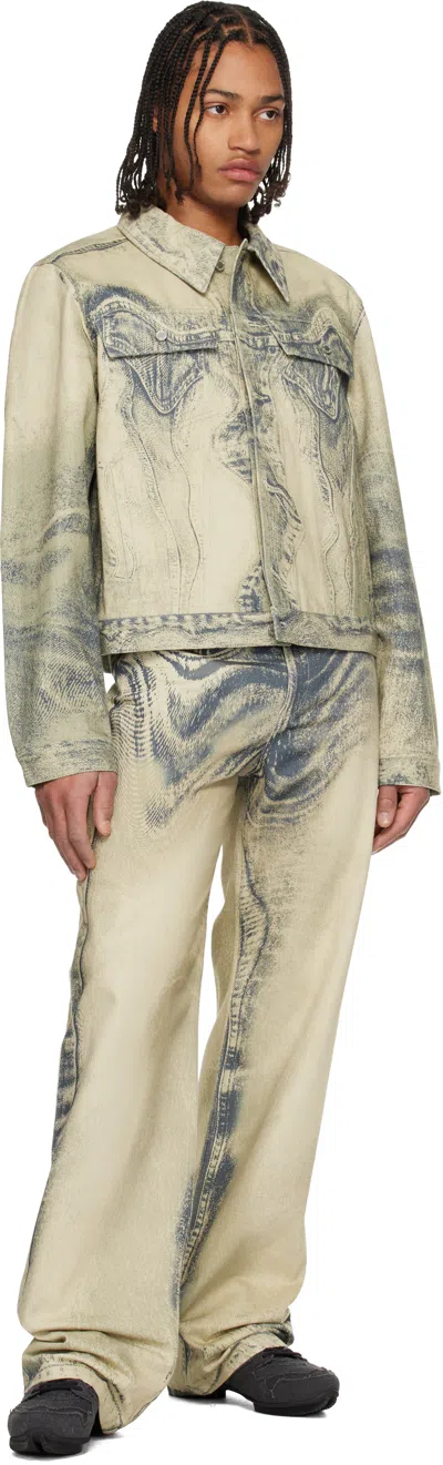 Camperlab Beige Distorted Print Jeans In Multi