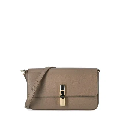 Furla Iride S Greige Crossbody Bag In Brown
