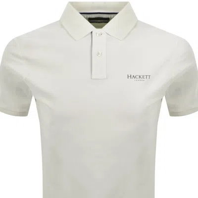 Hackett Essential Logo Polo T Shirt Off White In White