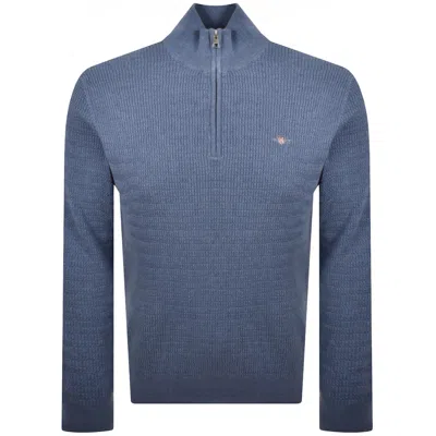 Gant Cable Knit Half Zip Jumper Blue In Blue