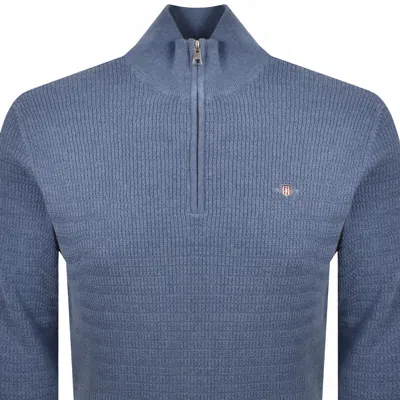 Gant Cable Knit Half Zip Jumper Blue In Blue