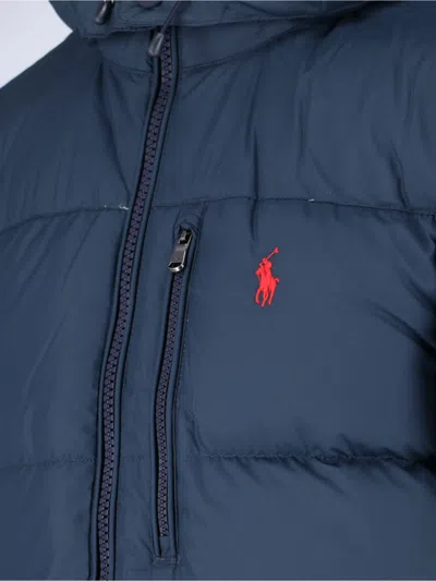 Polo Ralph Lauren Gorham Down Jacket In Navy Blue Fabric In Blue