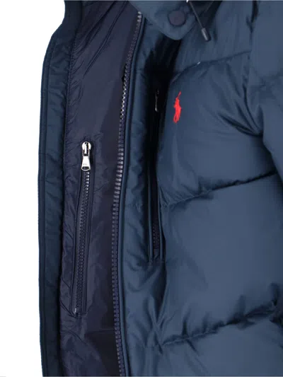 Polo Ralph Lauren Gorham Down Jacket In Navy Blue Fabric In Blue
