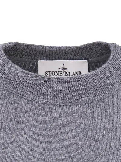 Stone Island Light Grey Cotton Fine Knit Sweaters In Blue