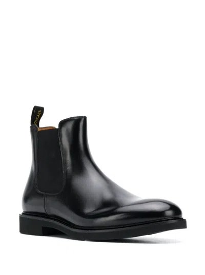 Doucal's Polished Leather Ankle Boots With Elastic Side Panels In Multi
