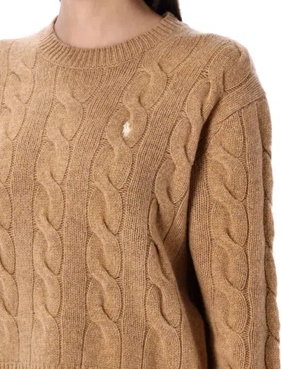 Ralph Lauren Polo  Wool And Cashmere Cable-knit Sweater In Brown