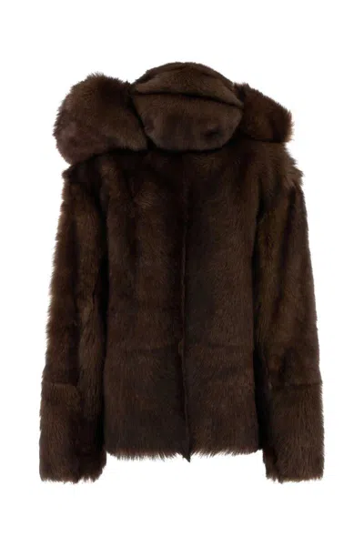 Prada Leather Jackets In Brown