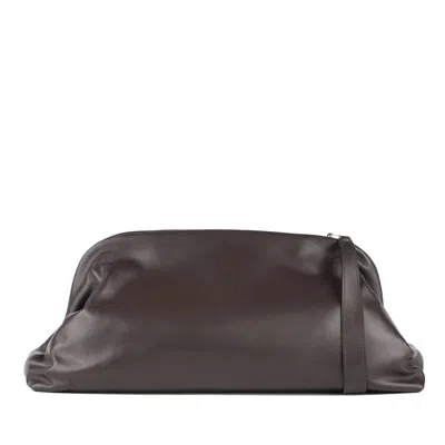 Alberta Ferretti Brown Nappa Leather Maxi Clutch In Pink