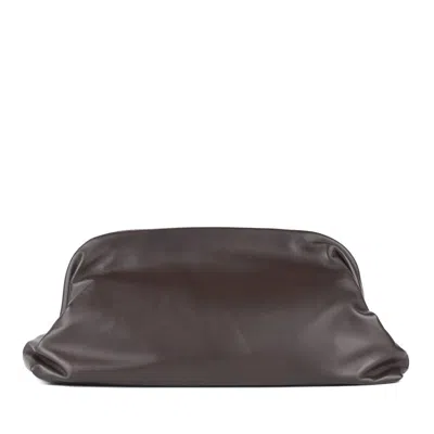 Alberta Ferretti Brown Nappa Leather Maxi Clutch In Pink