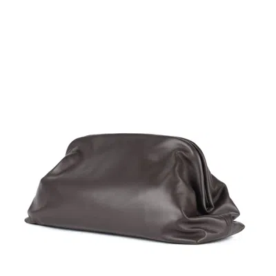 Alberta Ferretti Brown Nappa Leather Maxi Clutch In Pink