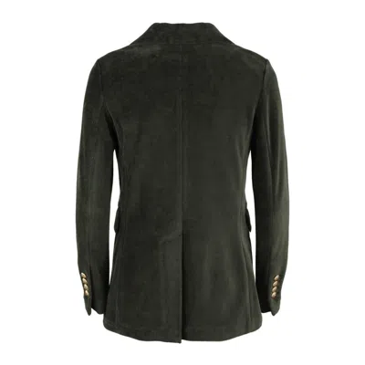 Circolo 1901 Green Velvet Double-breasted Jacket In Black