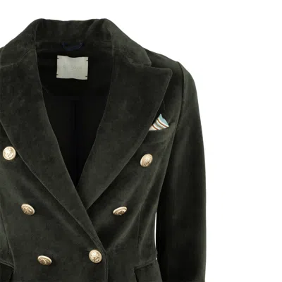 Circolo 1901 Green Velvet Double-breasted Jacket In Black