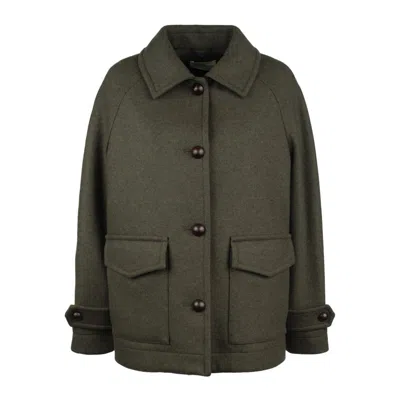 Circolo 1901 Green Peacoat In Wool In Green