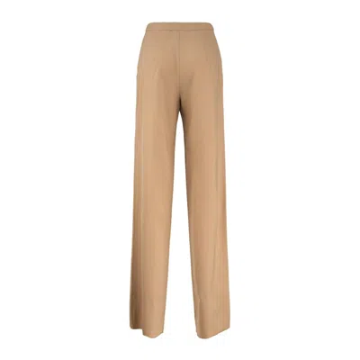 Max Mara Drawstring Pants In Wool Knit Camel In Brown
