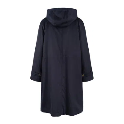 Max Mara Blue Wool Drap Long Parka In Blue