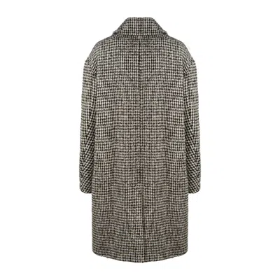Max Mara Pied De Poule Patterned Wool And Alpaca Trench Coat In Gray