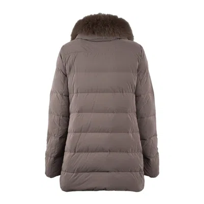 Moorer Boudin Quilted Down Jacket With Fox Fur Collar In Brown