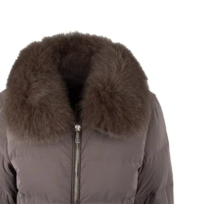 Moorer Boudin Quilted Down Jacket With Fox Fur Collar In Brown