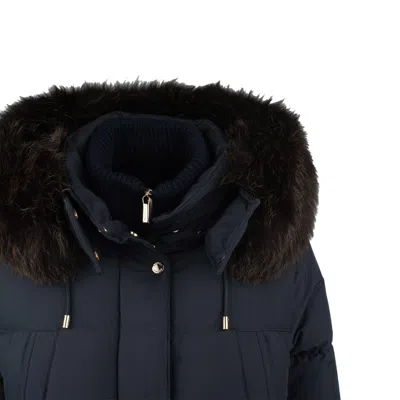 Moorer Boudin Quilted Down Parka With Fox Fur Collar In Blue