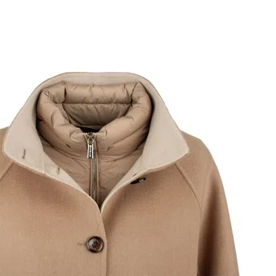 Moorer Caban Paired With A Detachable Down Jacket In Brown