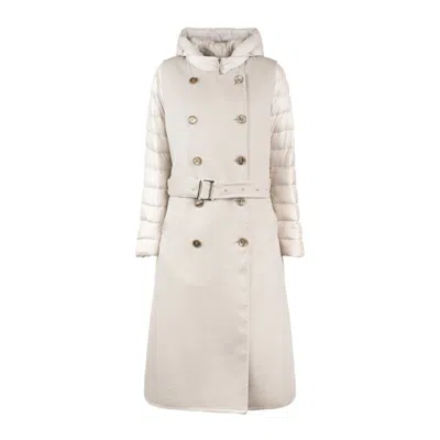 Moorer Long Vest Combined With A Detachable Down Jacket In Neutral