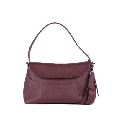 Orciani Nana Soft Grained Leather Shoulder Bag With Chianti Shoulder Strap In Purple