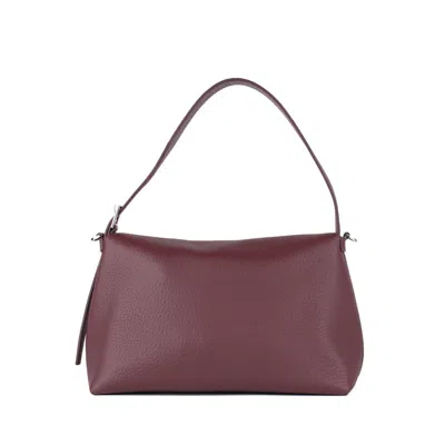 Orciani Nana Soft Grained Leather Shoulder Bag With Chianti Shoulder Strap In Purple