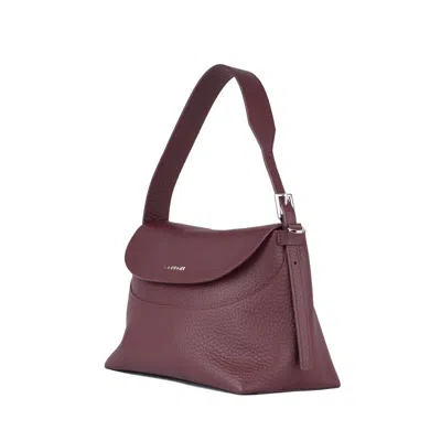 Orciani Nana Soft Grained Leather Shoulder Bag With Chianti Shoulder Strap In Purple