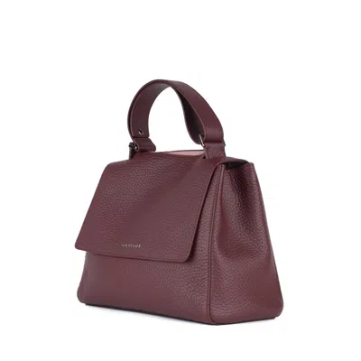 Orciani Sveva Soft Medium Leather Shoulder Bag With Chianti Shoulder Strap In Brown