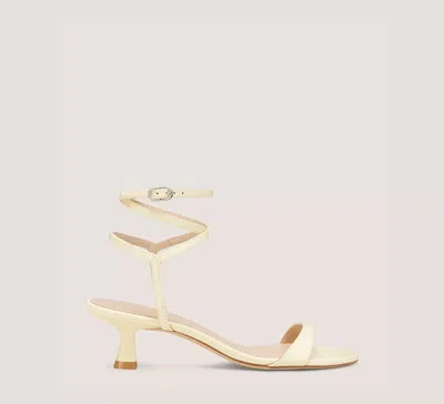 Stuart Weitzman Nudist Leather Ankle-wrap Sandals In Gold