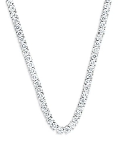 Badgley Mischka Women's 14k White Gold, 15.10 Tcw Lab-grown Diamond Tennis Necklace In Metallic