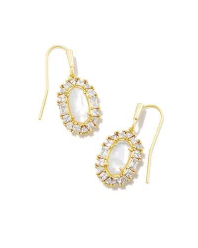 Kendra Scott Women's Lee Crystal Frame Earrings In Ivory Mother Of Pearl In Brown