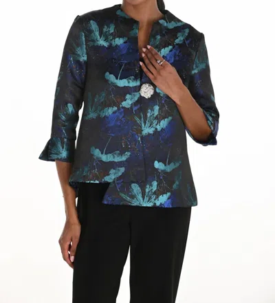 Frank Lyman Floral Woven Jacket In Blue/navy In Multi