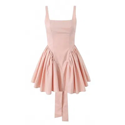 Yvonne & Love Ladies Plain Ruched Bow Back Mini Dress In Light Pink In Pink