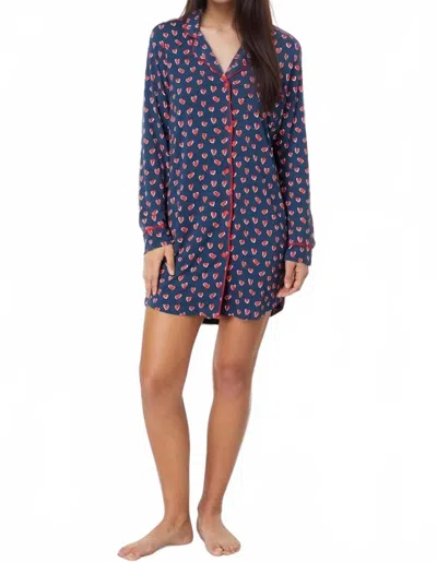 Pj Salvage Love You More Nightshirt In Navy In Blue