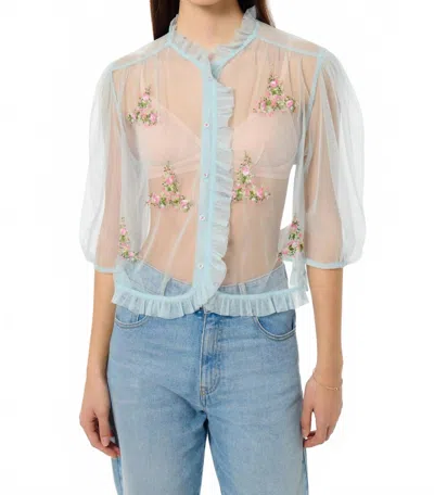 Manoush Bloom Tulle Blouse In Sky In Blue