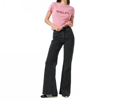 Rolla's Eastcoast High Rise Flare Jeans In Black Sand In Black