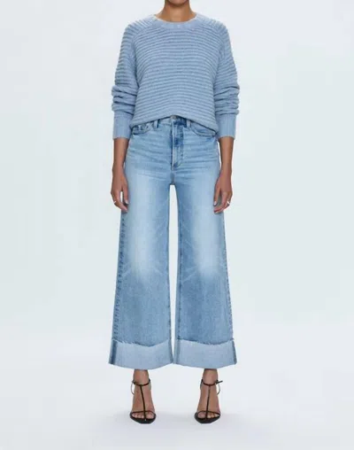 Pistola Lana Crop Cuffed High Rise Ultra Wide Leg Jeans In Snowcat In Blue