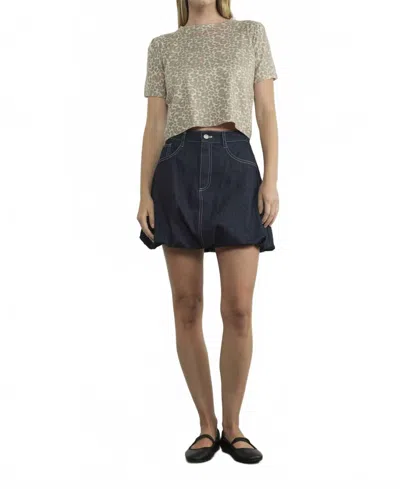Aaron & Amber Denim Bubble Mini Skirt In Midnight In Multi