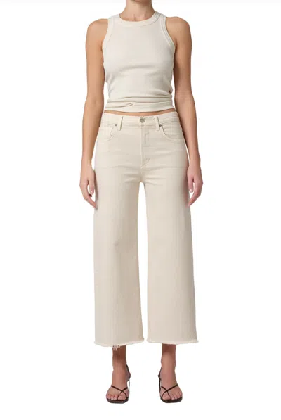 Citizen Of Humanity Lyra Crop Wide Leg Jeans In Almondette In Gray
